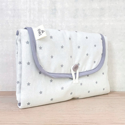 Mudador Portátil Lino Blanco Estrella Chica