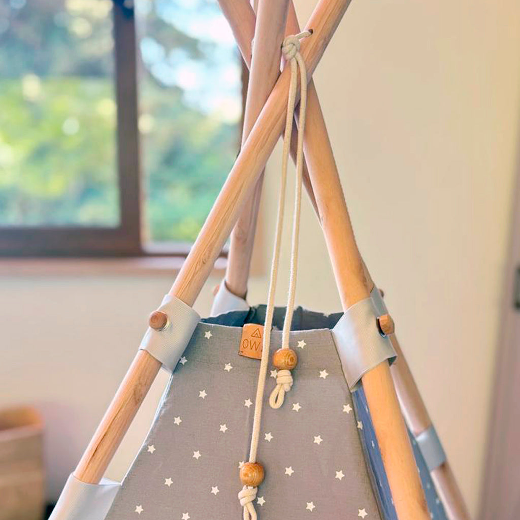 Carpa Tipi Lino Gris Estrellitas