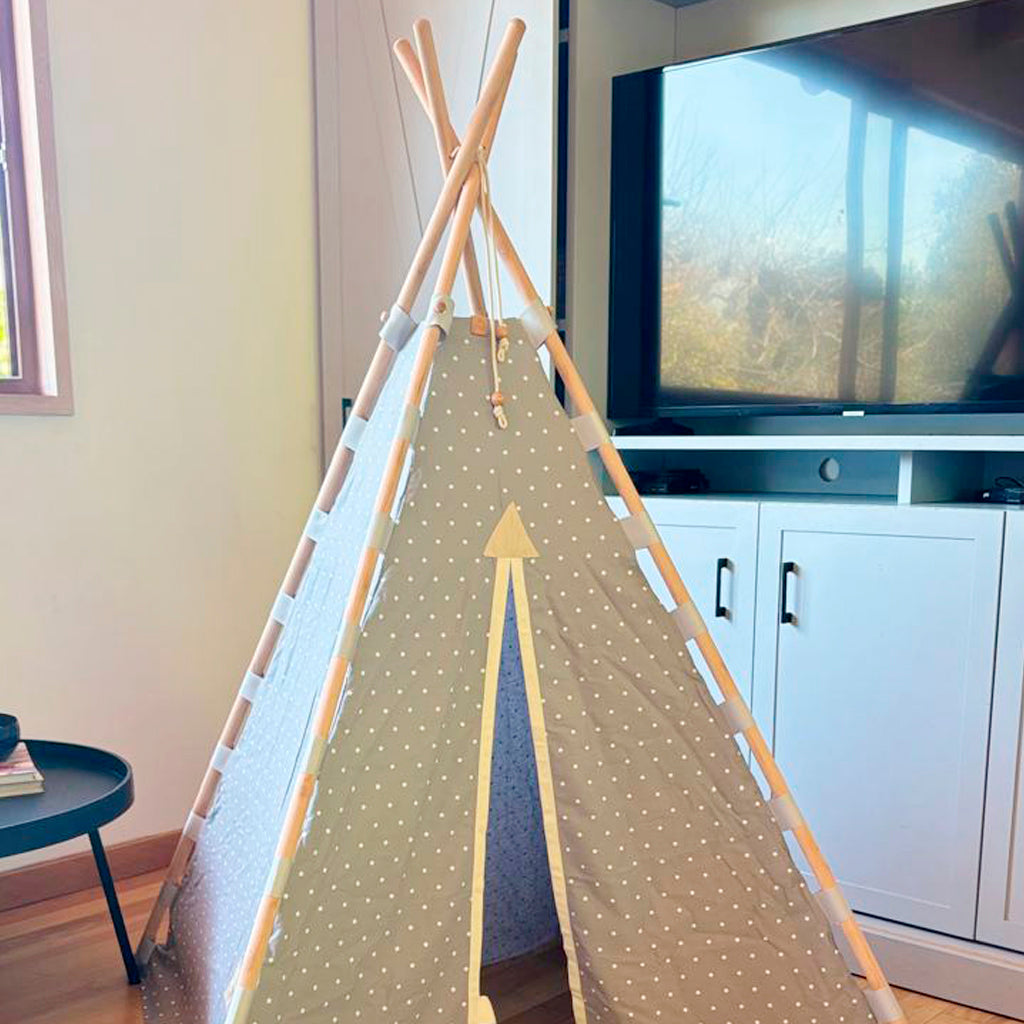 Carpa Tipi Lino Gris Estrellitas