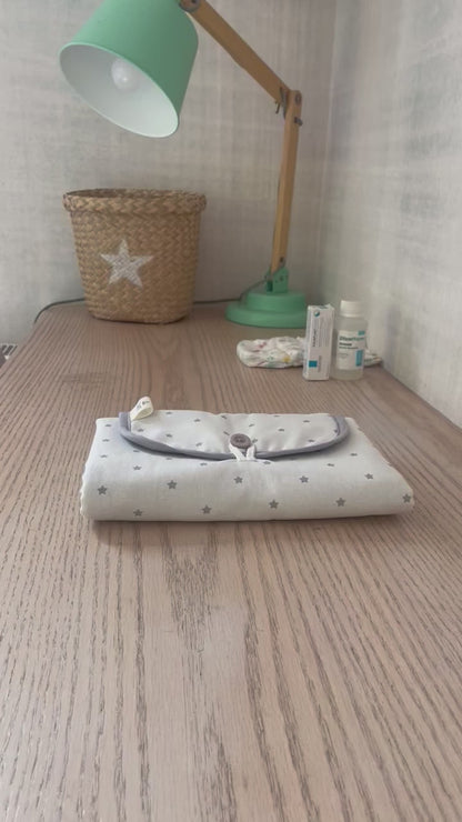 Mudador Portátil Lino Blanco Estrella Chica