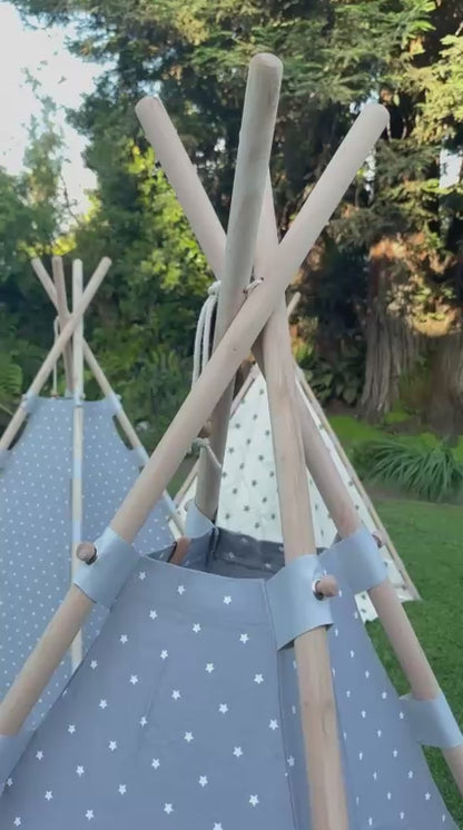 Carpa Tipi Lino Gris Estrellitas