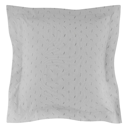 Cojín decorativo 50x50 cm. lino celeste plumas